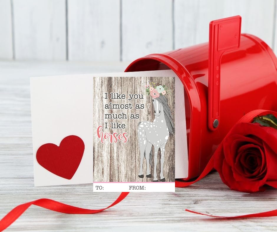 Silly Goose Gifts Beautiful Horse Pony Themed Valentine Day Classroom Sharing Cards - Ideal Valentine's Day Idea for Work School - Set of 24 You're My Mane Friend
