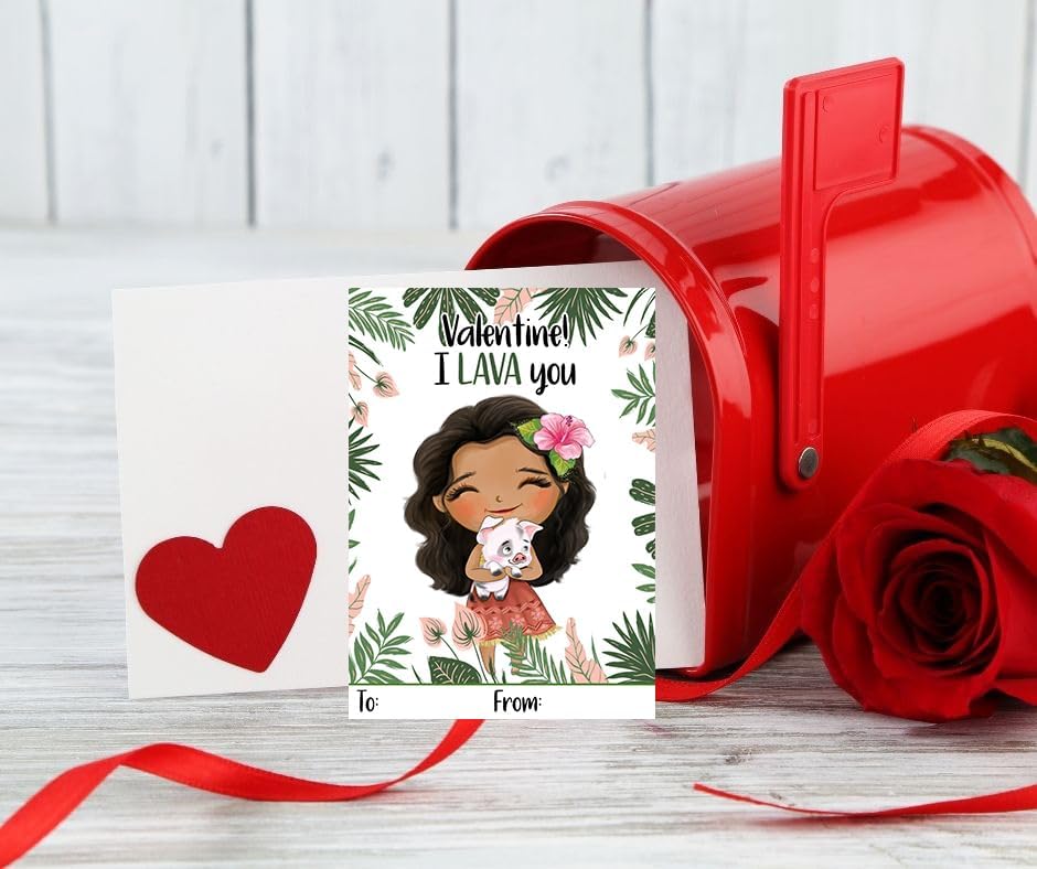 Ocean Moana Tropical Beach Themed Valentines Day Card for Kids School