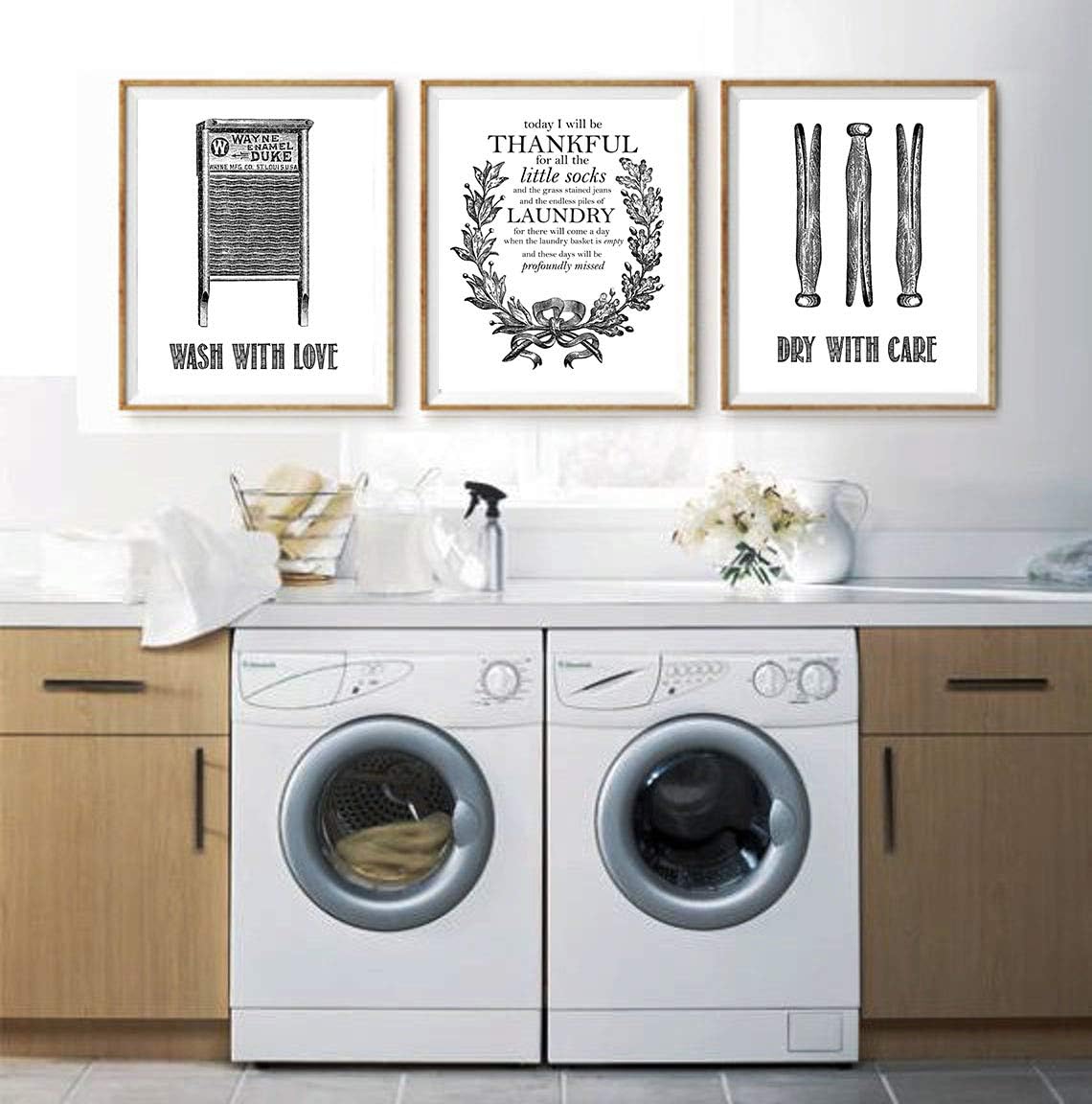 Silly Goose Gifts Laundry Room Themed Decor Art Print Wall Art Funny Gift Sets Typography Rustic Retro Unframed Pictures Signs Rules (Fluff and Fold)