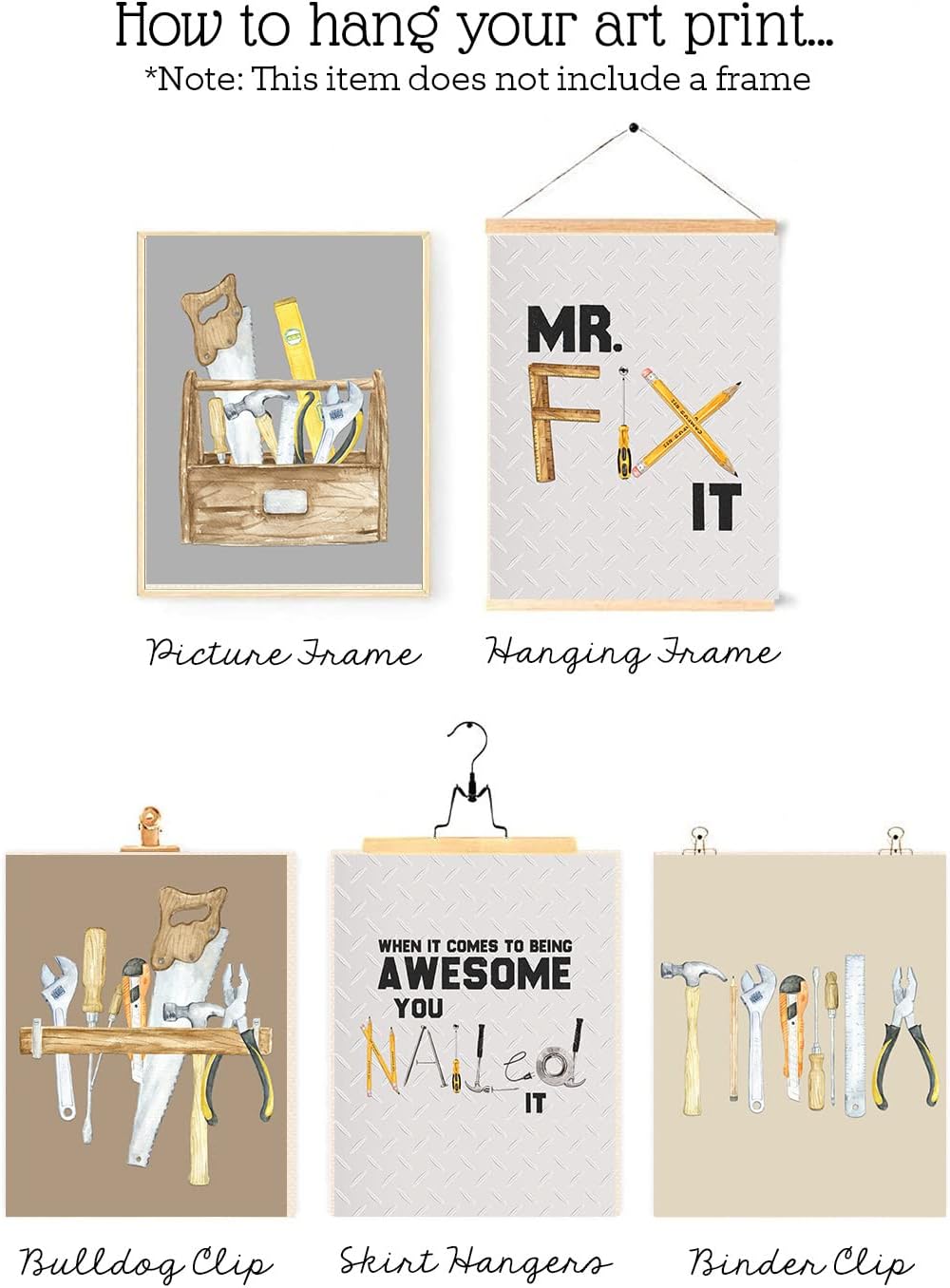 Loved Beyond Measure: Construction Tool-Themed Wall Art Print Decorations