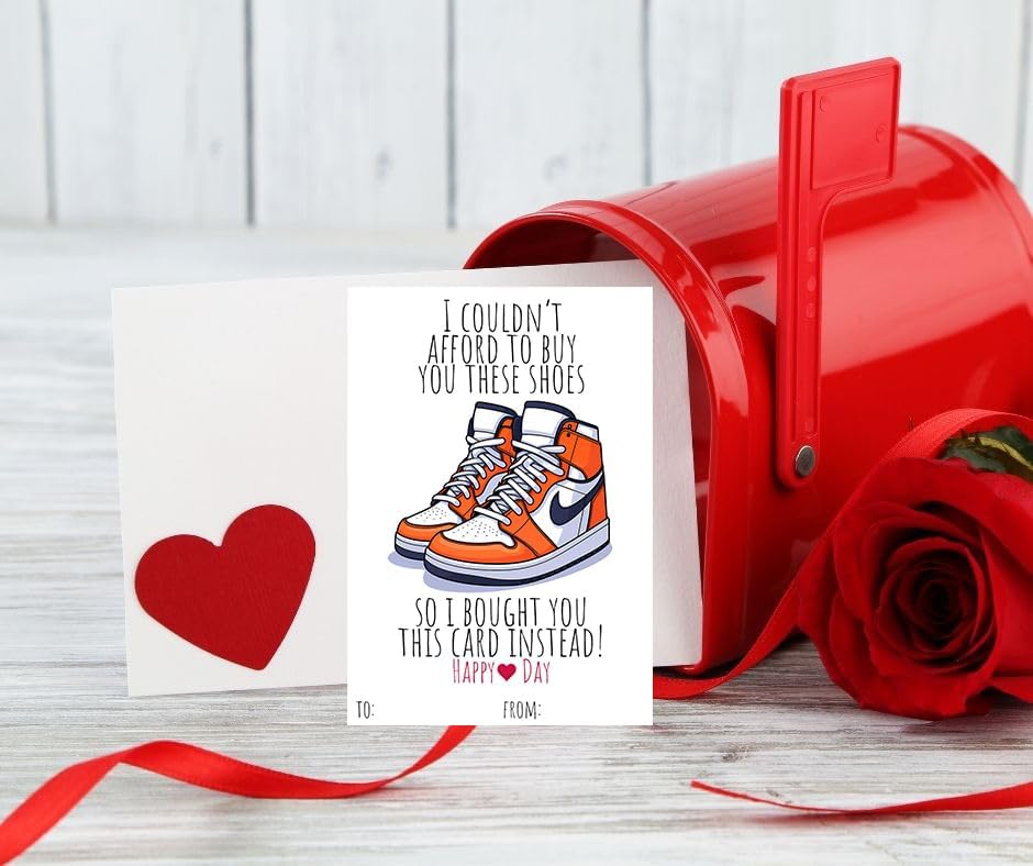 Trendy Designer Shoe Themed Valentines Day Card for Kids School Classroom Exchange
