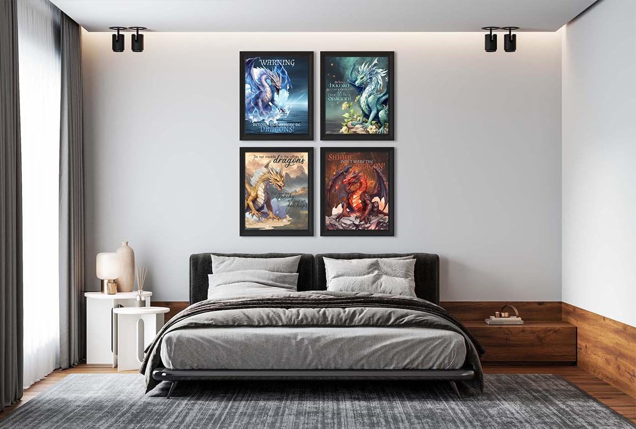 Funny Fierce Dragon Themed Wall Art Prints
