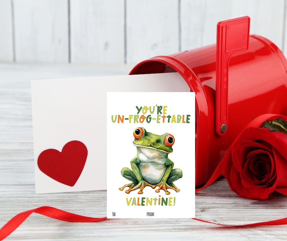 Reptile Valentine Day Classroom Sharing Cards (Set of 24) Valentine's Class Party Exchange - Snake Frog Alligator Lizard Turtle