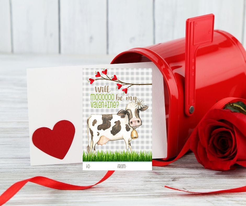 Country Farm Animal Themed Valentine's Day Kids Sharing Card Set