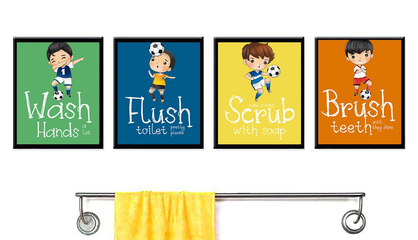 Soccer Bathroom Wall Art Prints - Sports Reminder Set