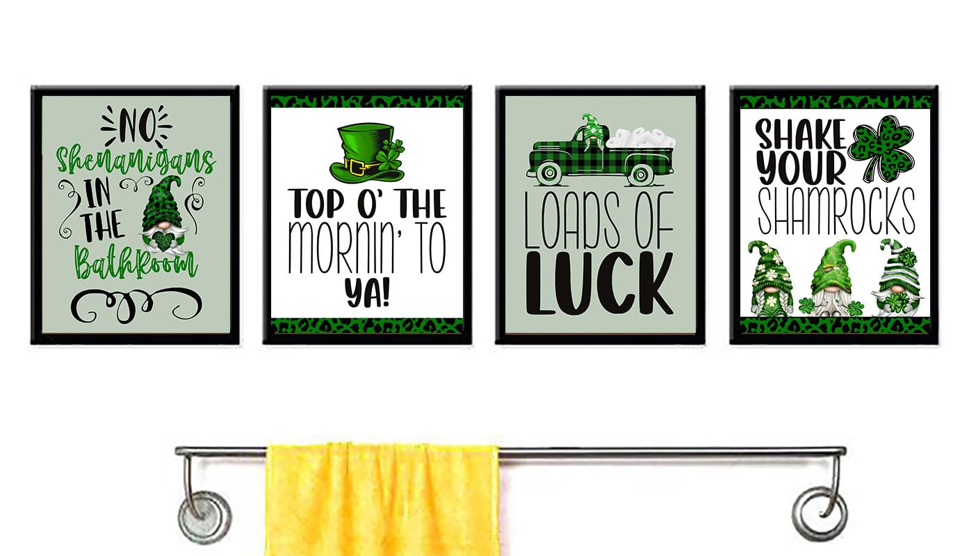 St Patricks Day Room Bathroom Wall Decor Print Art No Frame Accessory Decoration Decor Set Gnome Paddy