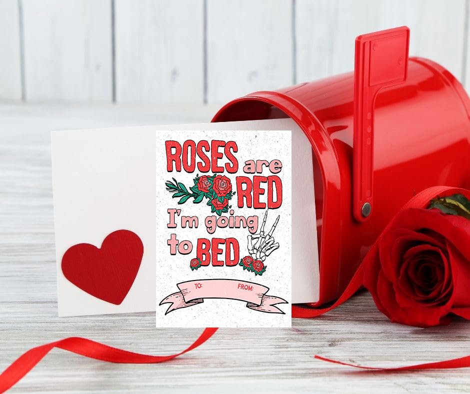 Funny Snarky Skeleton Valentine's Day Classroom Sharing Card Set of 24, Assorted Designs - You're My Favorite Weirdo!