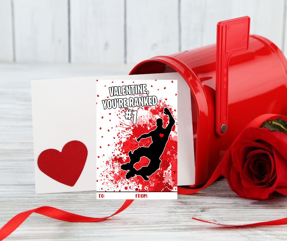 Video Game Valentines Day Themed Classroom Sharing Cards Party Supplies for Kids Friends School Dance Emote Gamer Set of 27
