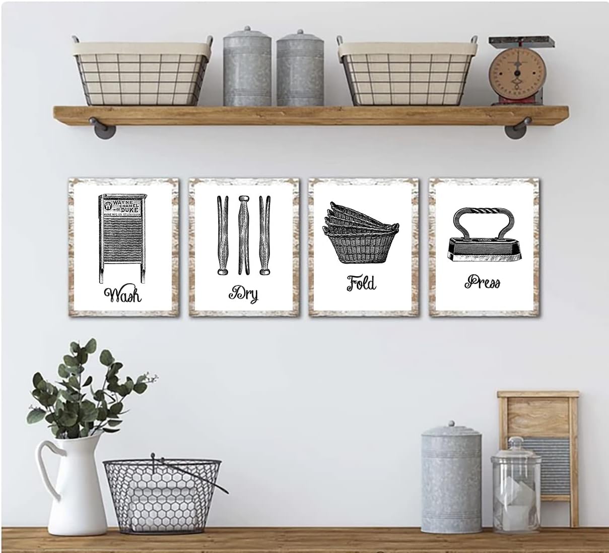 Funny Rustic Laundry Room Themed Print Wall Art Decor