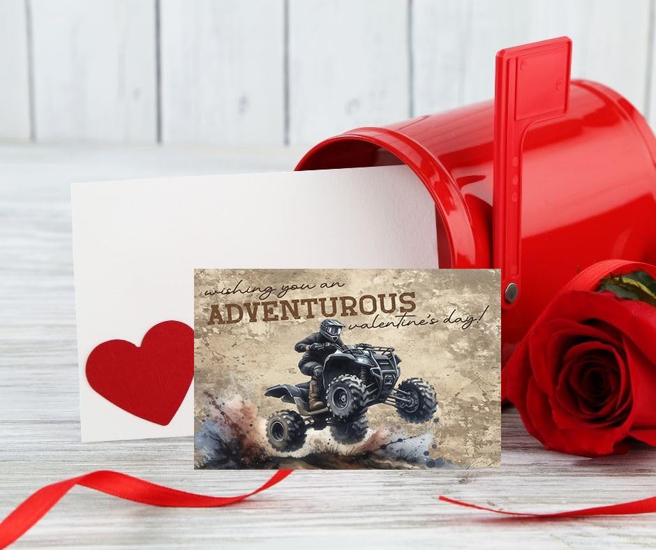 ATV Quad 4x4 UTV Mud Themed Kid Valentine's Day Card Set (Set of 24) Valentine School Classroom Sharing Exchange