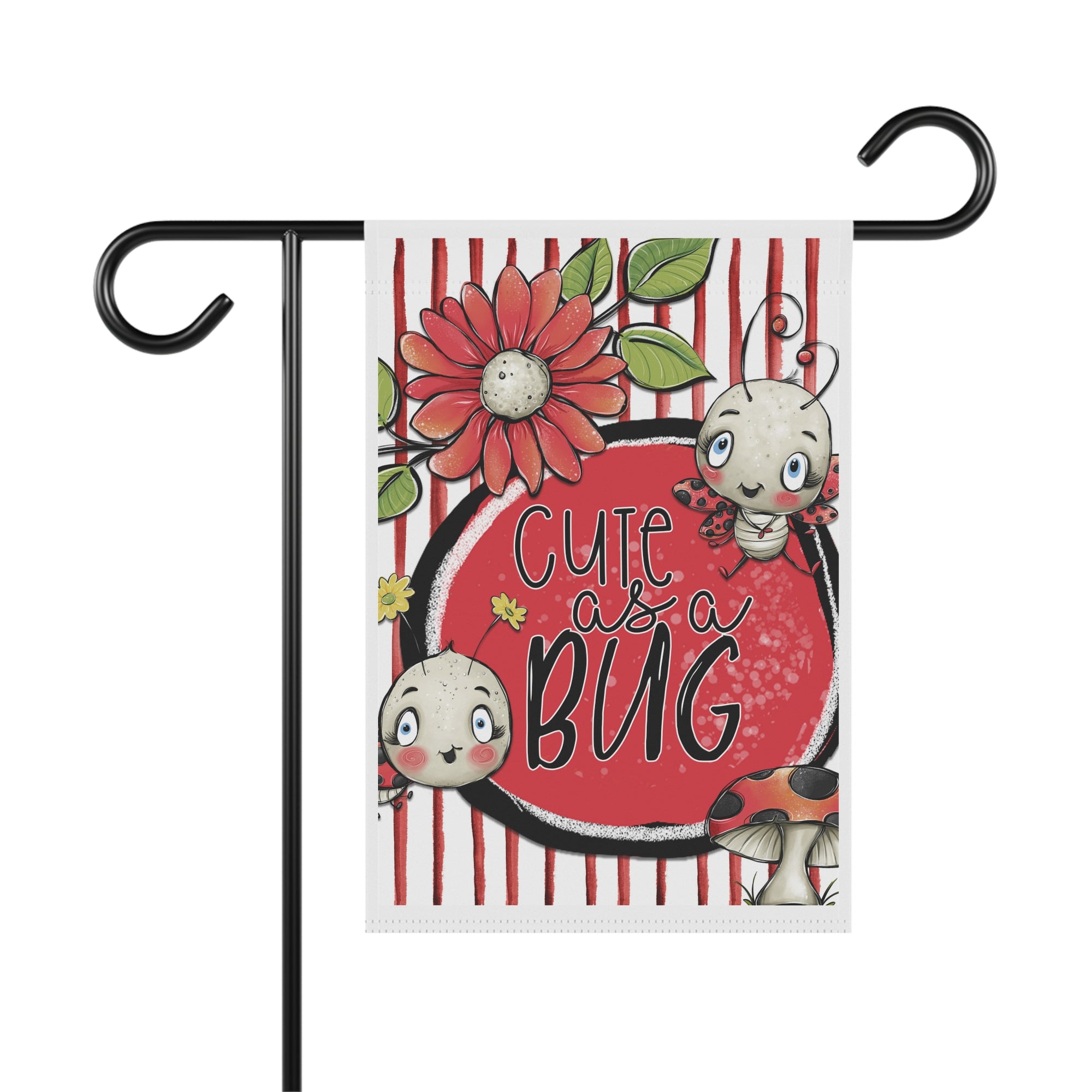 Cute as a Bug Flag 12x18 – Darling Floral Lady Bug Yard Decor