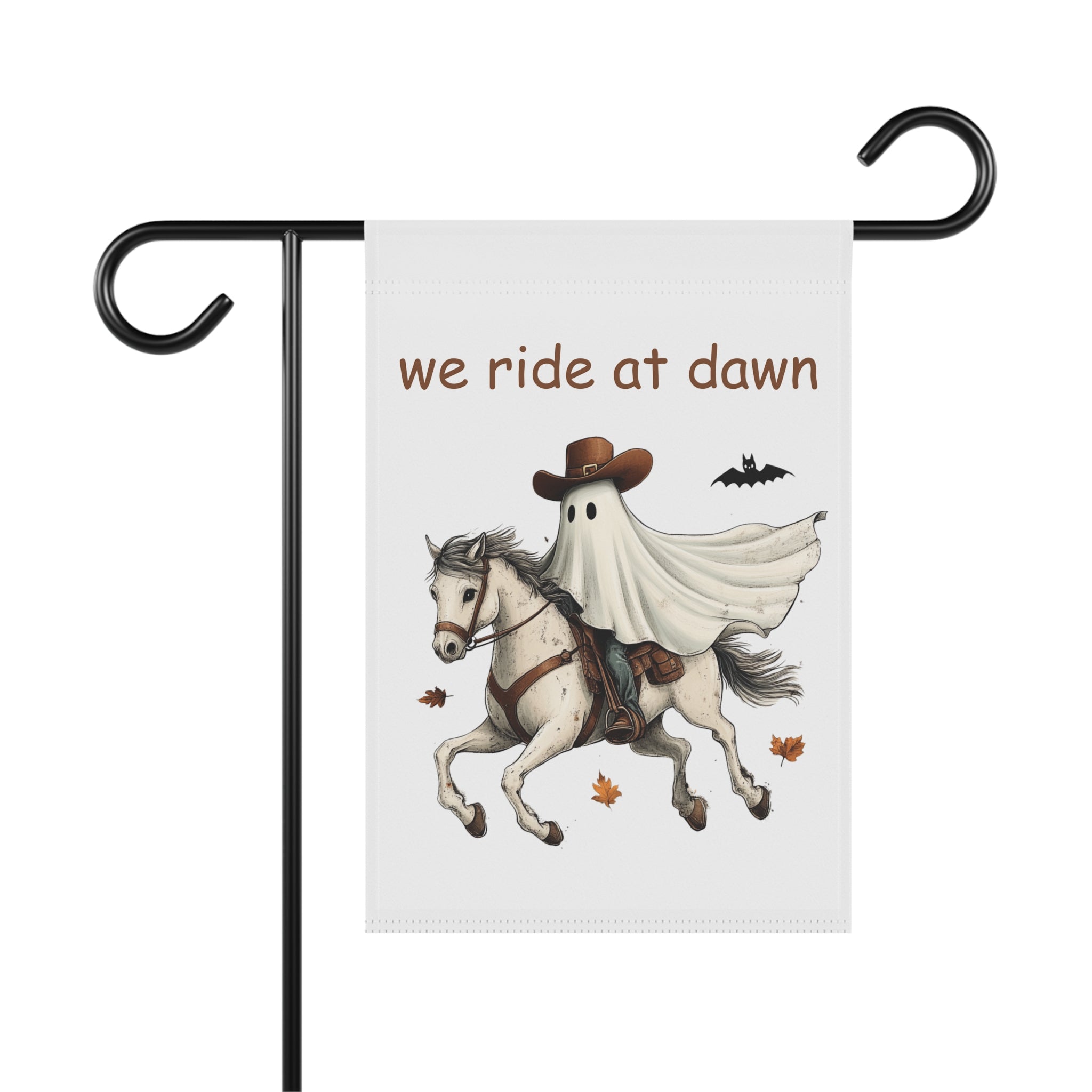 We Ride At Dawn Ghost Cowboy Garden Flag 12x18 – Funny Scary Yard Decor