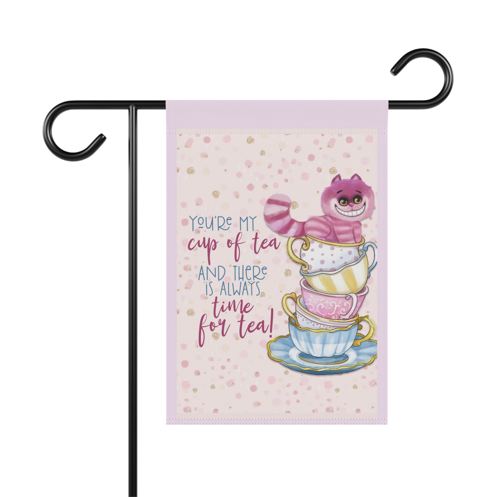 You're My Cup of Tea Garden Flag 12x18 – Classic Children Cheshire Cat Book Yard Decor