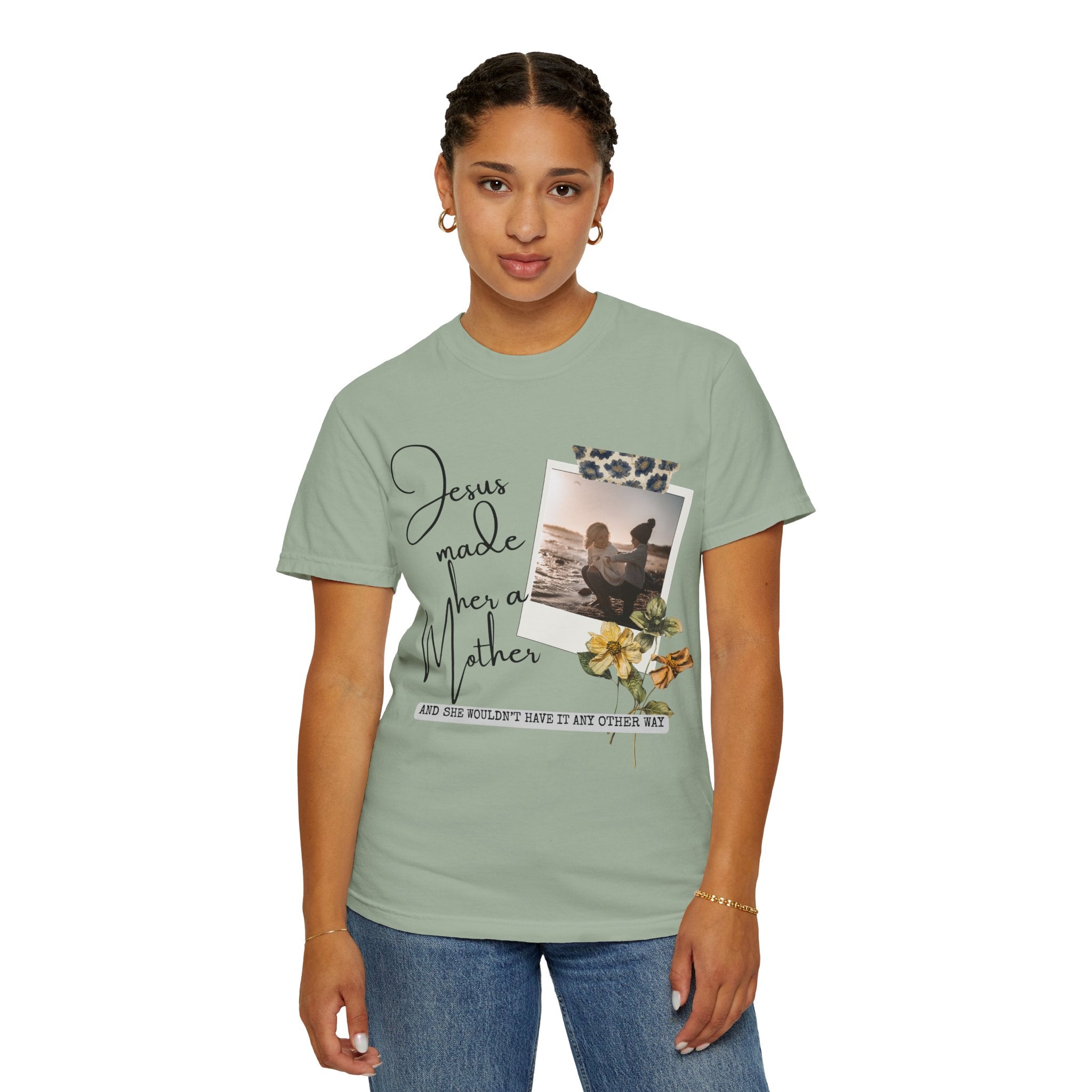 Jesus Made Her A Mother, Custom Photo T-Shirt Tee Mother's Day Gift Idea
