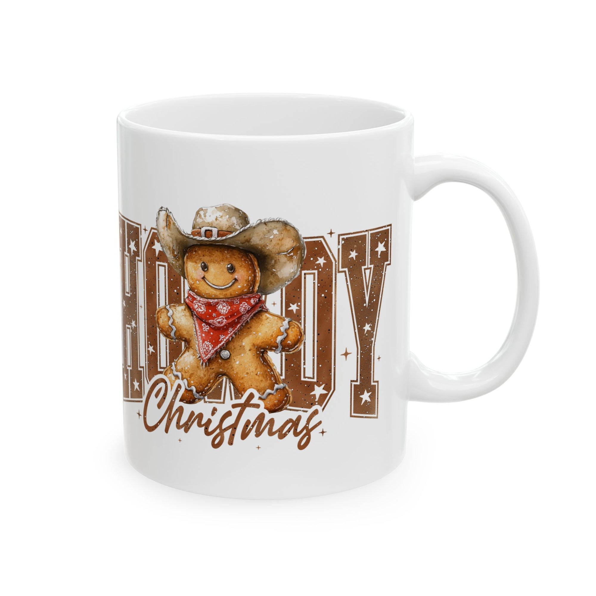 Western Gingerbread Howdy Christmas Ceramic Country Gift Mug