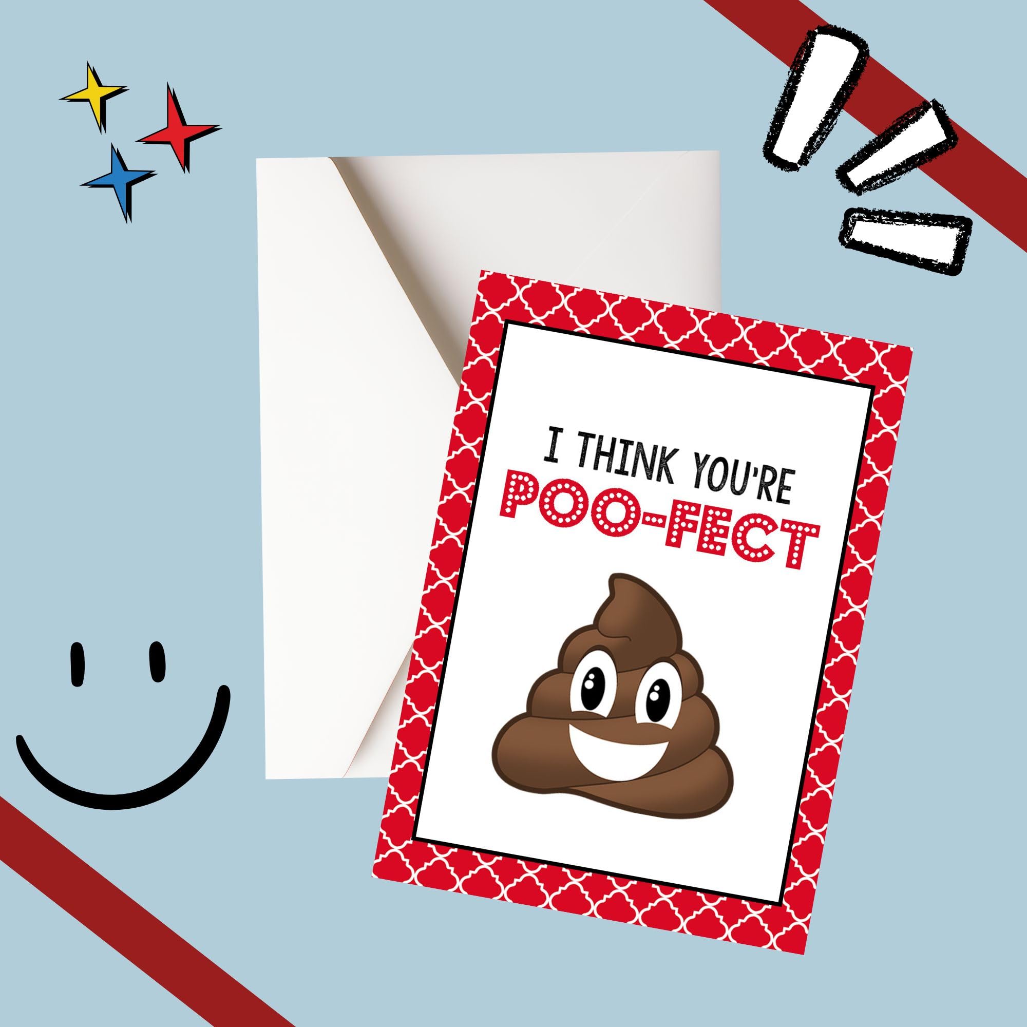 Funny Poop Emoji Greeting Cards - Blank Note Card Set of 5