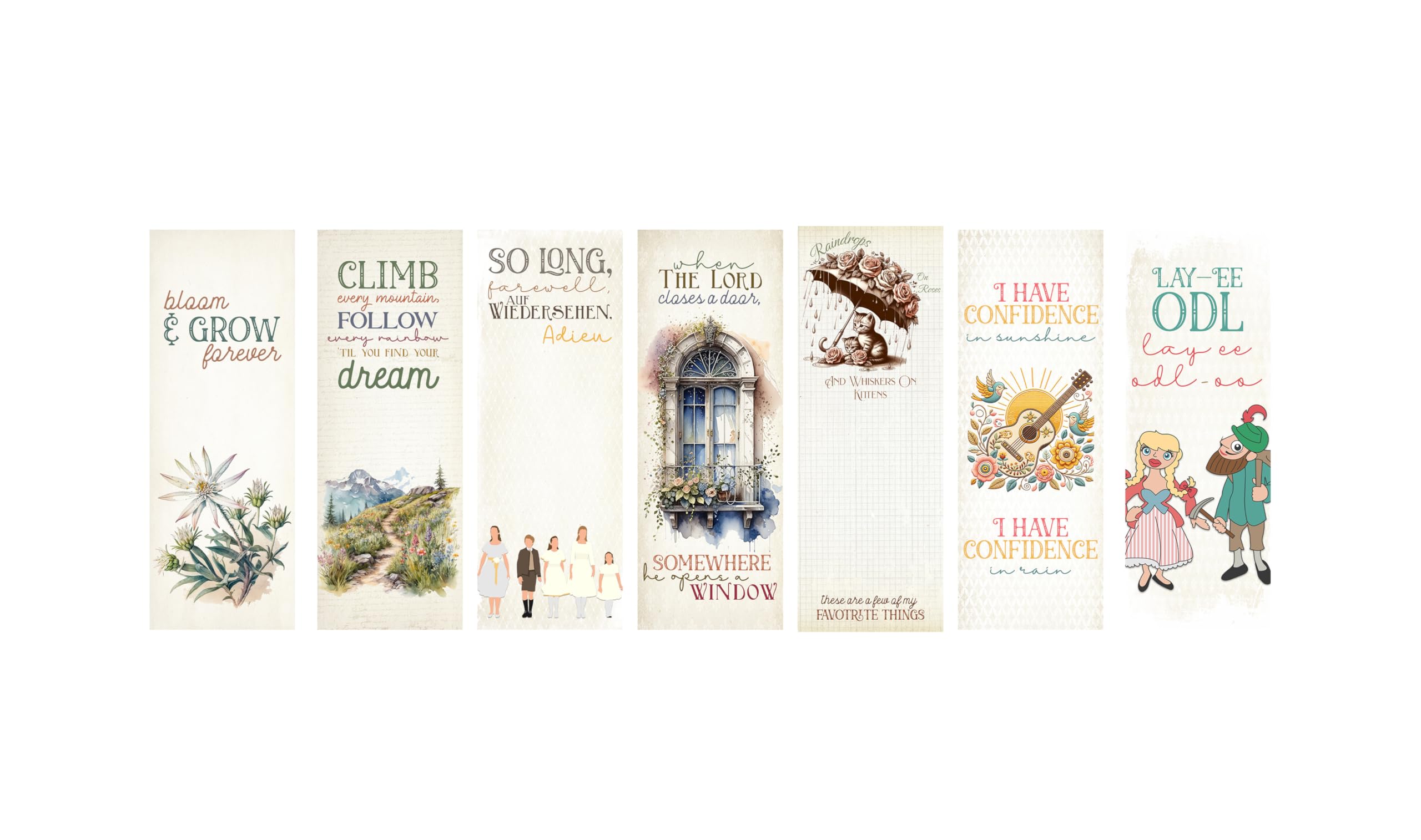 Musical Film Inspirational Bookmarks, Beloved Movie Themed Page Markers with Tassels, Set of 7