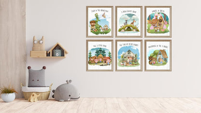 Silly Goose Gifts Fairy Tale Baby Child Kids Set Wall Art Prints Gift Decor (Set of 6) Hangings Pictures Poster Decoration