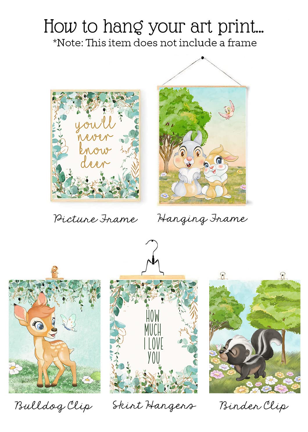 You'll Never Know Deer Woodland Nursery Prints - Set of 4, 8x10 Kids Room