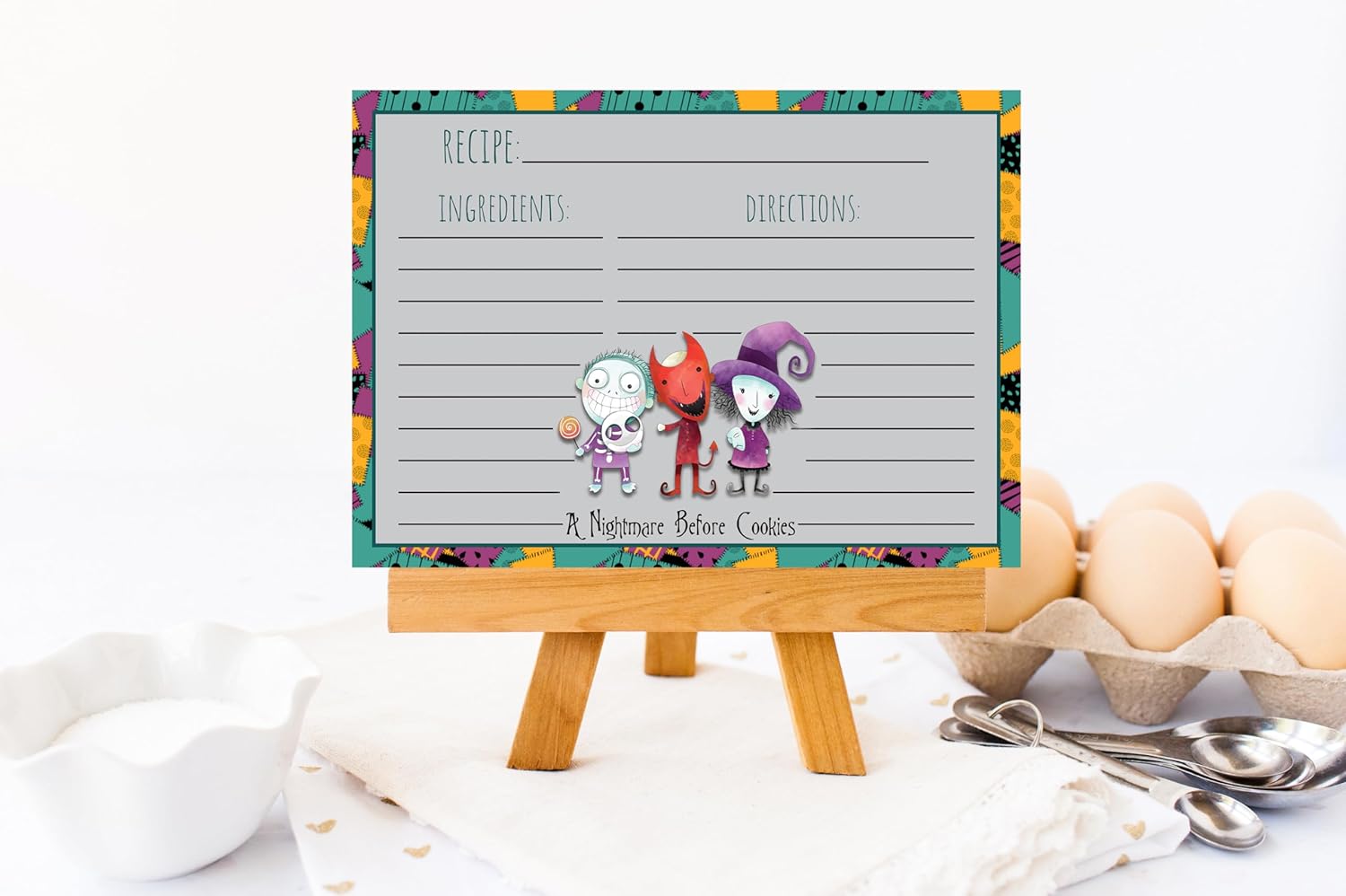 Nightmare Before Cookies 4x6 Recipe Cards Thick Cardstock Easy to Write Gift Set