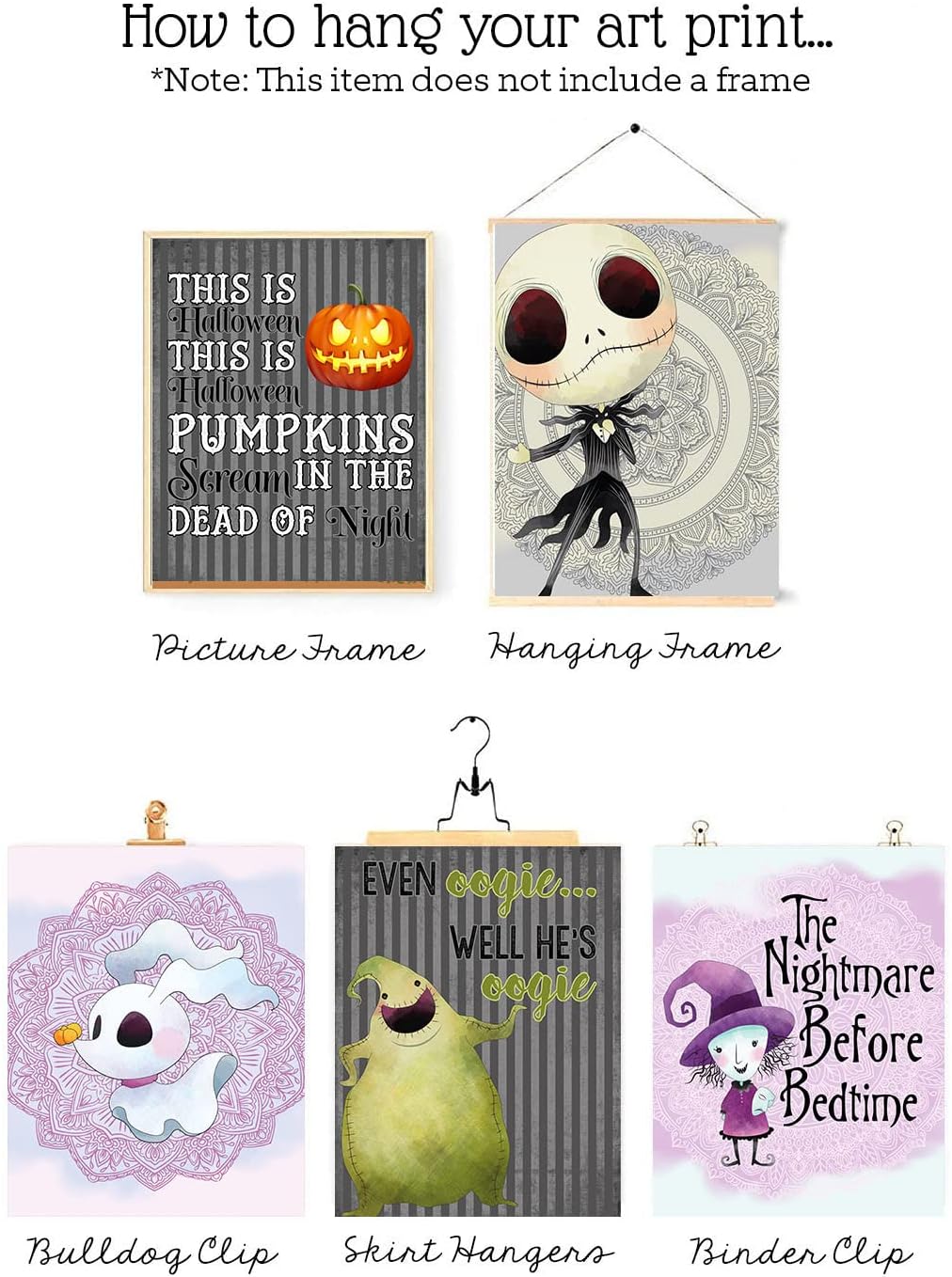Nightmare Before Christmas Themed Character Wall Art Decor Baby Nursery