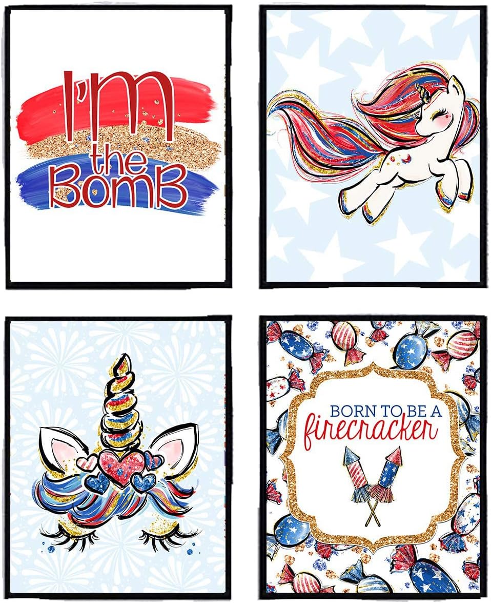 Liberty Freedom Firecracker Red White Blue Themed Room Wall Art Prints Decor Sets