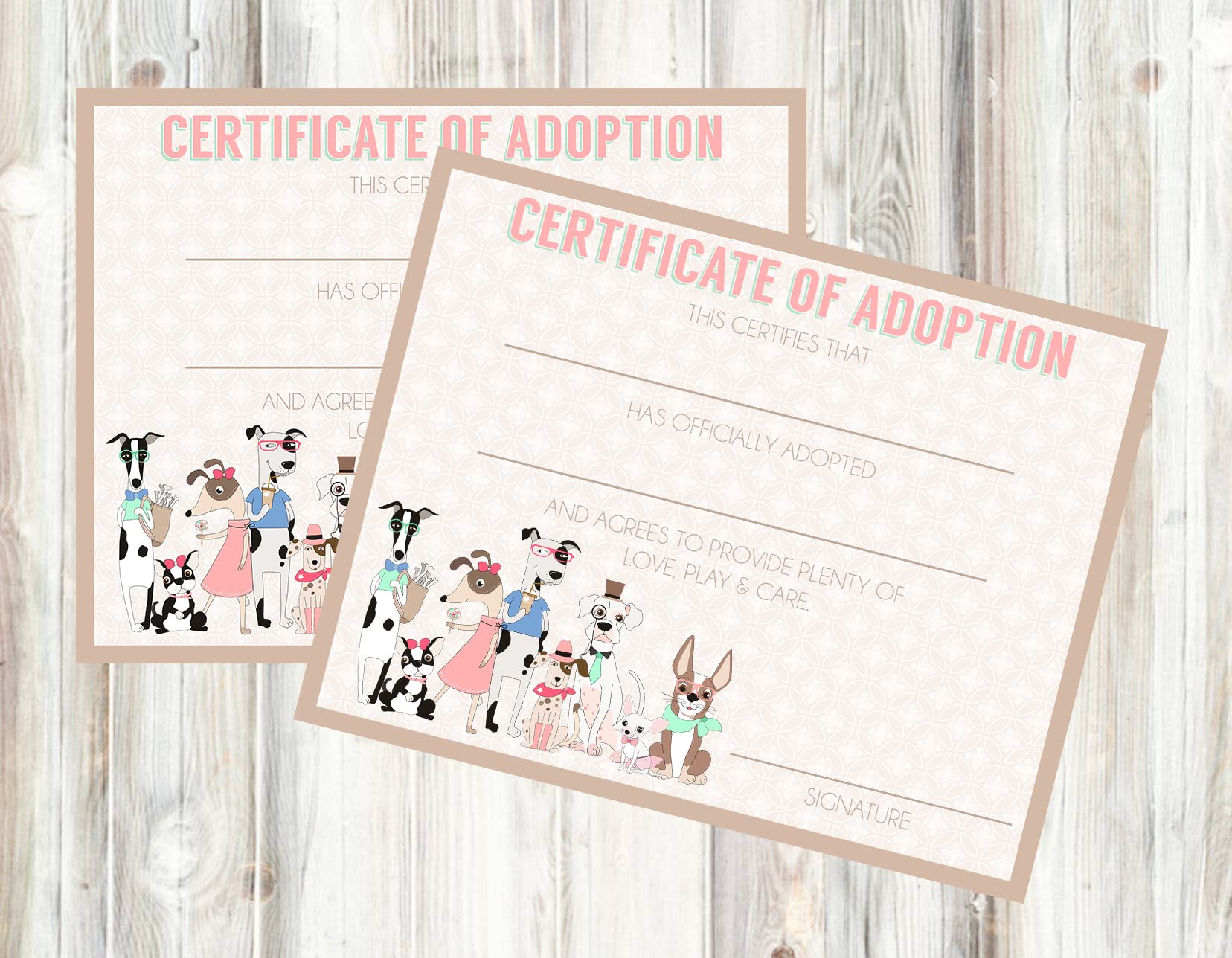 Puppy Adoption Certificates - Set of 12 Dog Party Supply for Kids Birthday