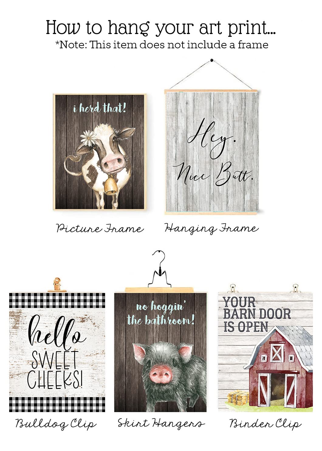 No Hog-ing The Bathroom Funny Pig Wall Art Prints - Set of 4, 8x10 Bath