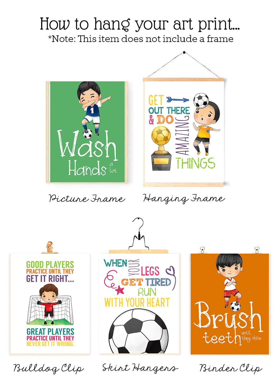 Soccer Bathroom Wall Art Prints - Sports Reminder Set