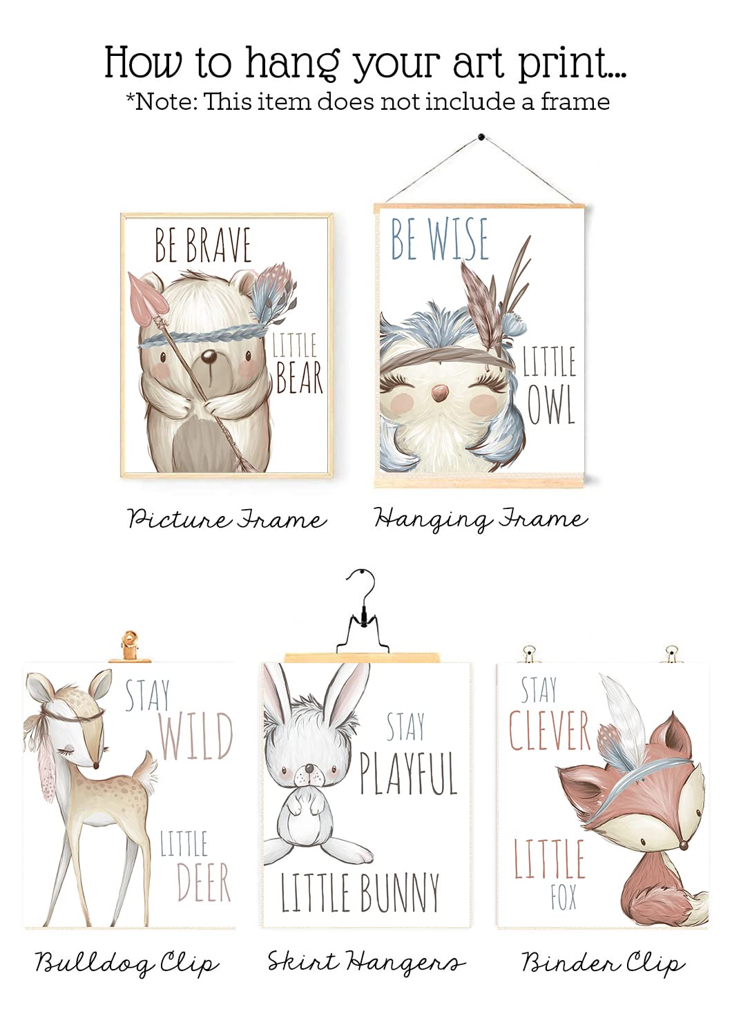 Stay Wild Little Deer Woodland Animal Wall Art Prints - Set of 6, 8x10