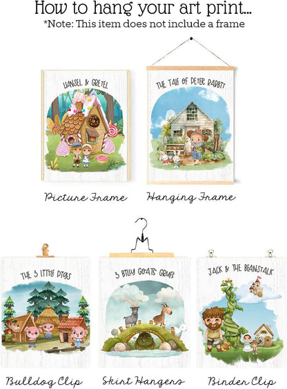 Silly Goose Gifts Fairy Tale Baby Child Kids Set Wall Art Prints Gift Decor (Set of 6) Hangings Pictures Poster Decoration