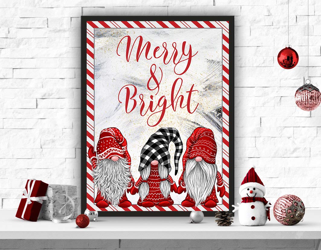 Buffalo Plaid Christmas Gnome Wall Art Prints - Holiday Set