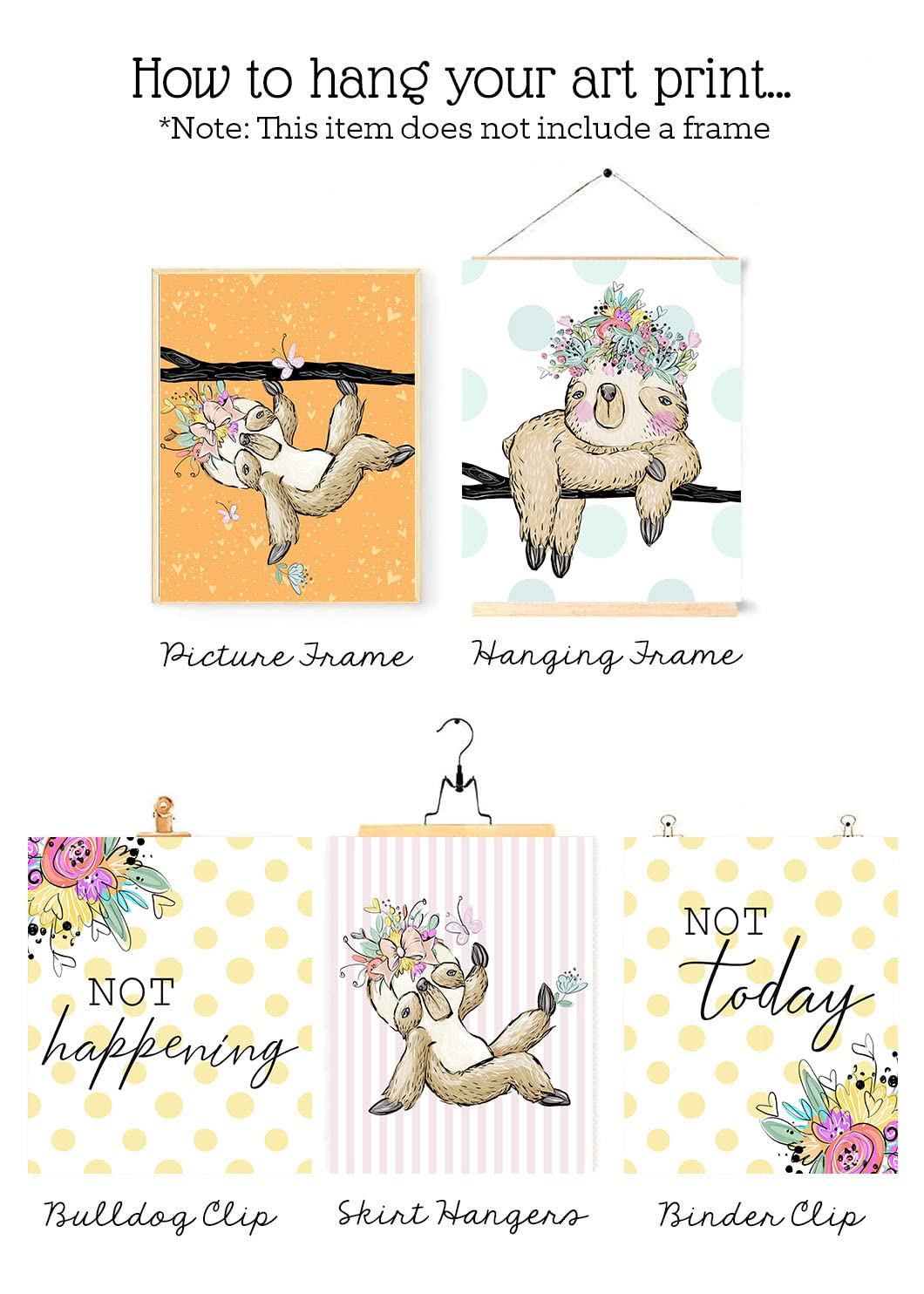 I Love You In The Morning Sloth Nursery Wall Art Prints - Set of 3, 8x10