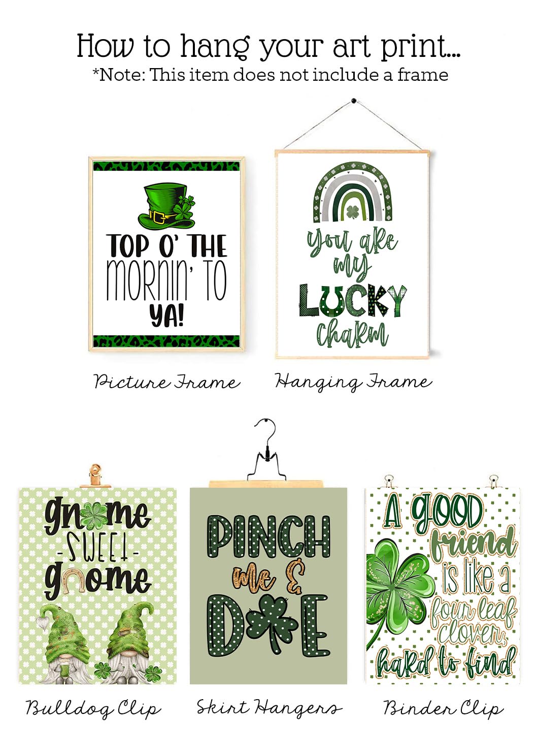 St. Patrick's Day Bathroom Wall Art Prints - Funny Holiday Set