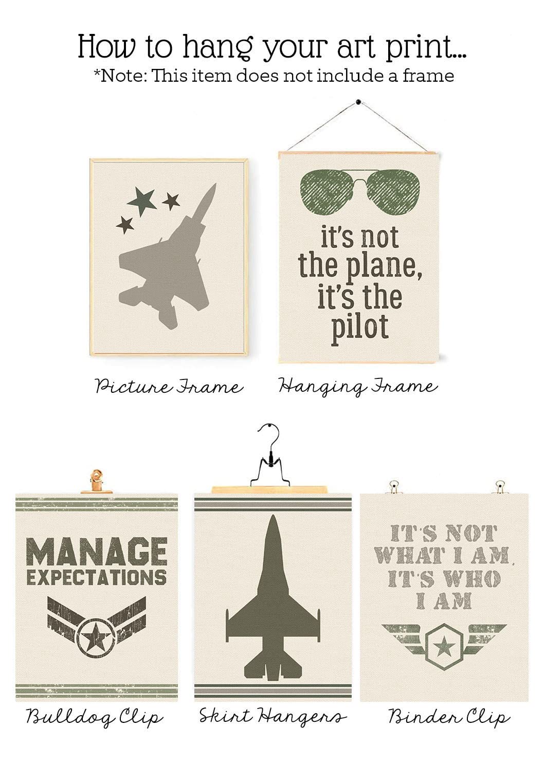 Ace Of The Skies Jet Wall Art Prints - Set of 8, 8x10 Airplane Boys Room