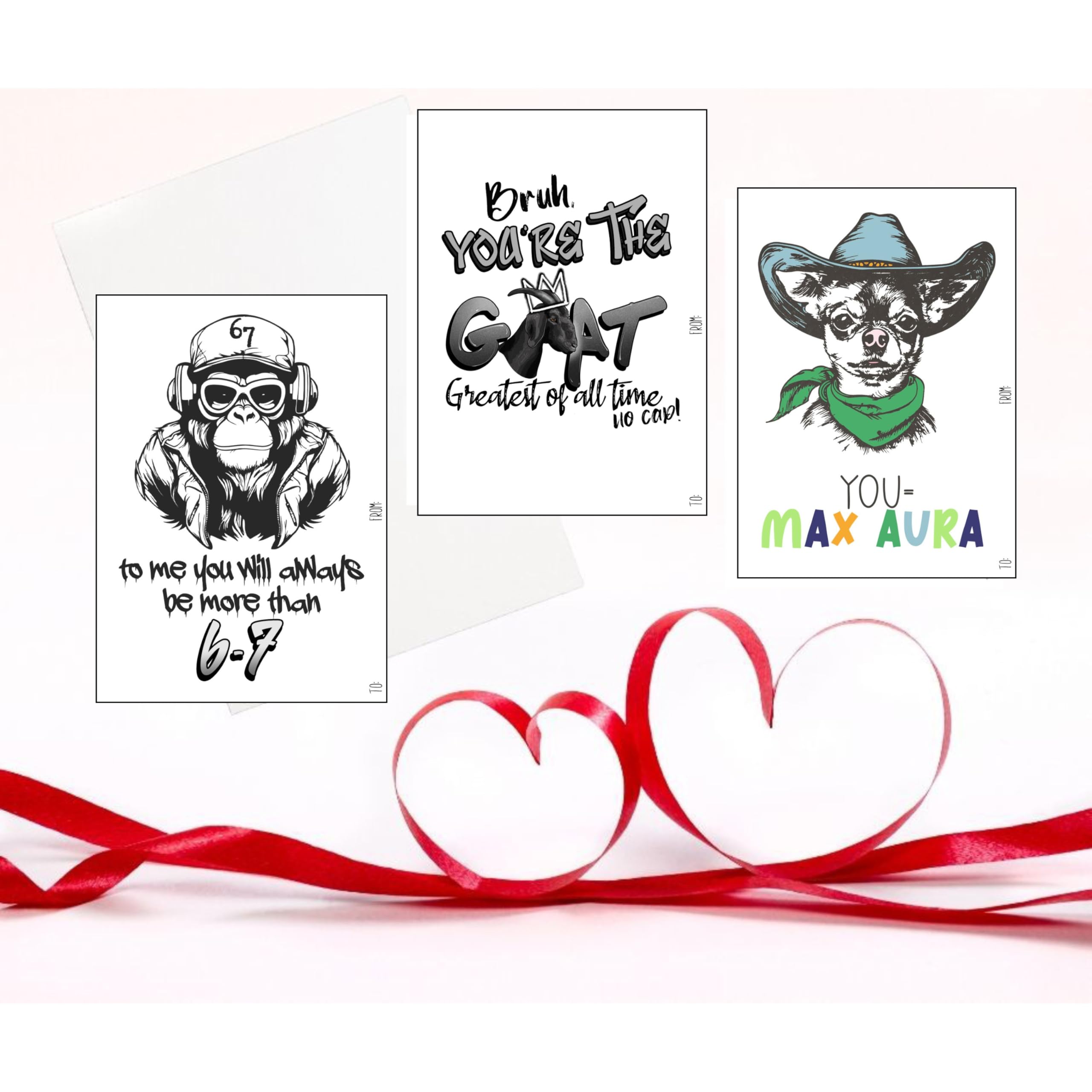 Animal Retro Hip Hop Slang Themed Valentine's Day Classroom Sharing Card Set of 24, You've Got That Rizz Bruh