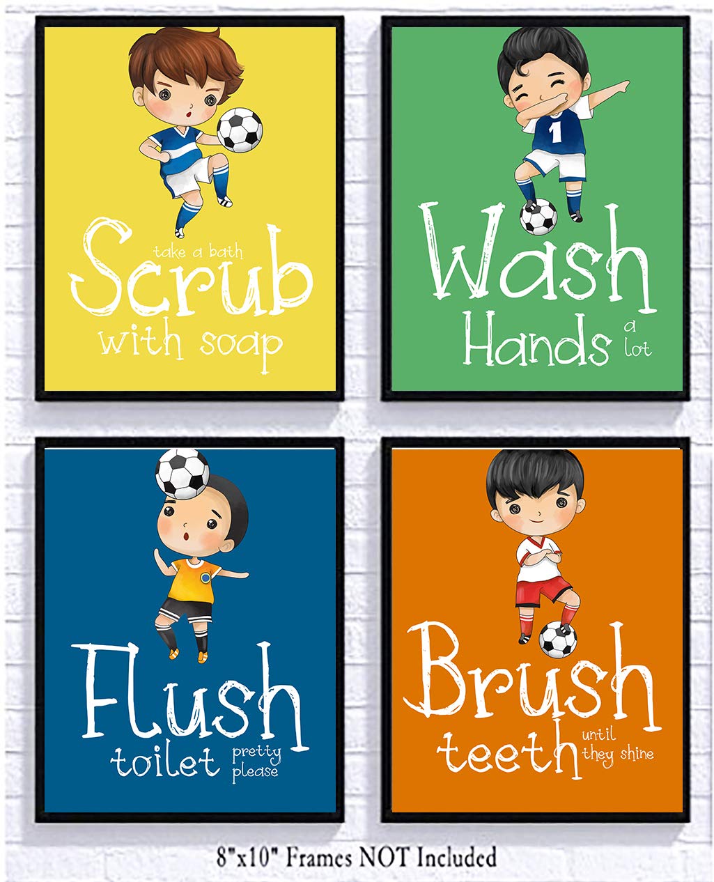 Soccer Bathroom Wall Art Prints - Sports Reminder Set