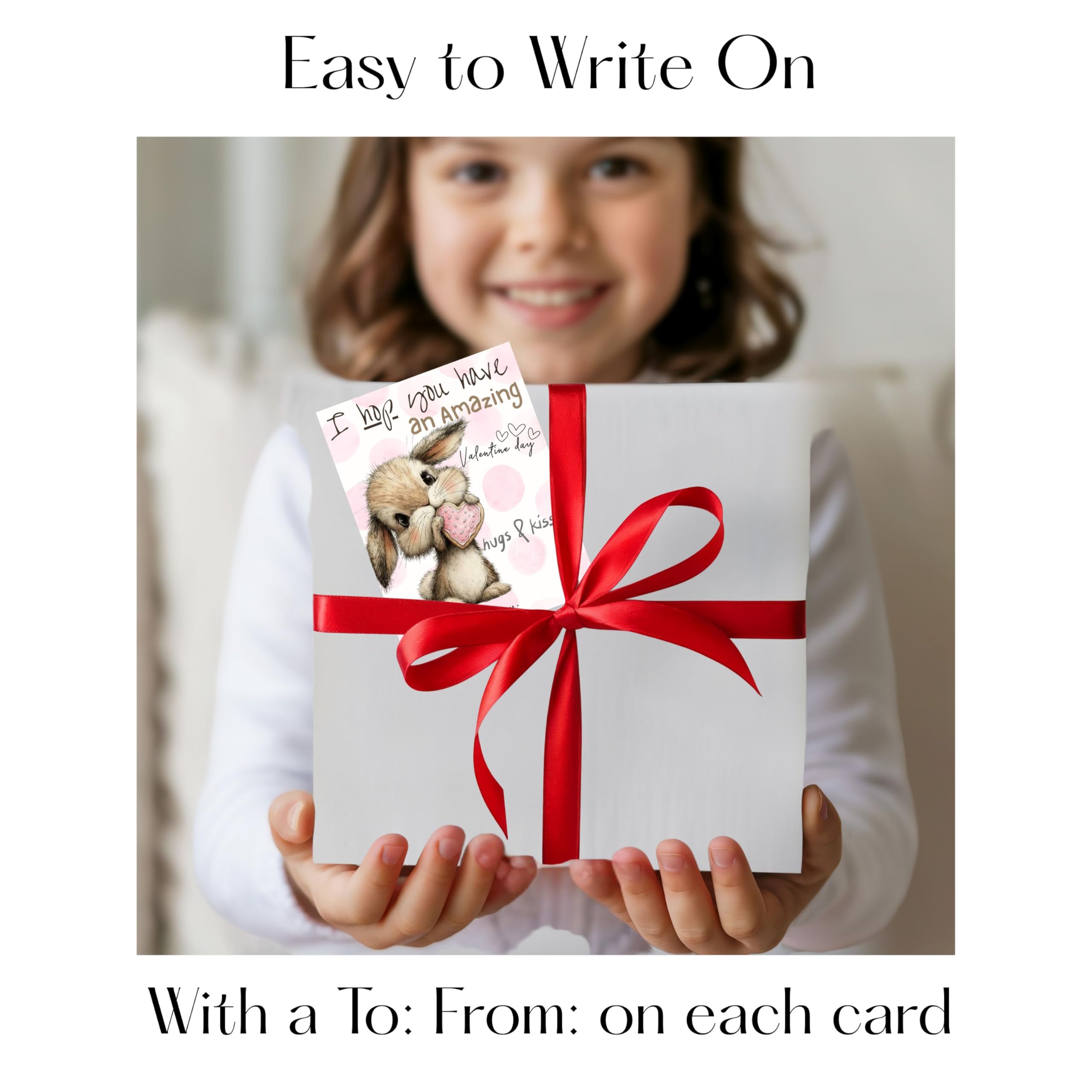 Bunny Rabbit Valentine Day Classroom Sharing Cards (Set of 22) Valentine's Party Exchange - I Like You More Than Carrots