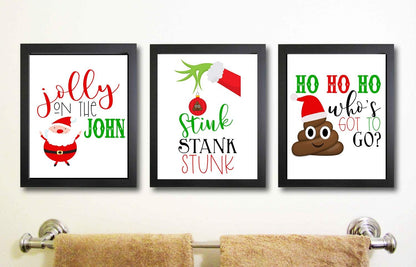 Silly Goose Gifts Gnomes Buffalo Plaid Set - Vintage Old World Themed Christmas Wall Art Prints (Set of 6)