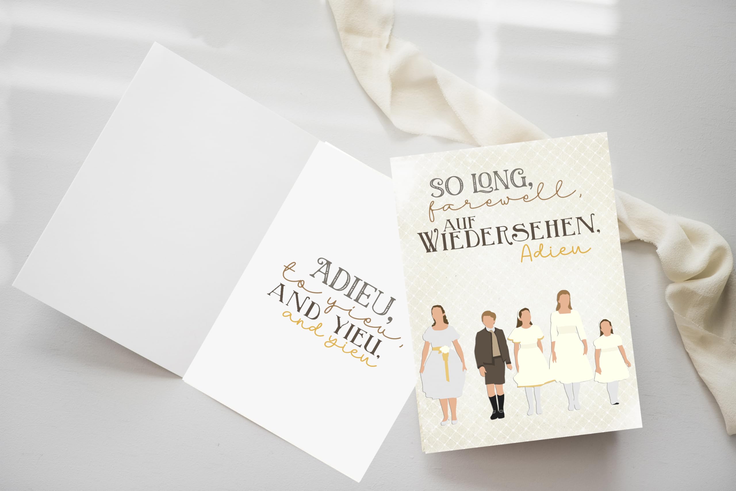 Whimsical Musical Film Greeting Cards - Set of 7 with Envelopes, Blank