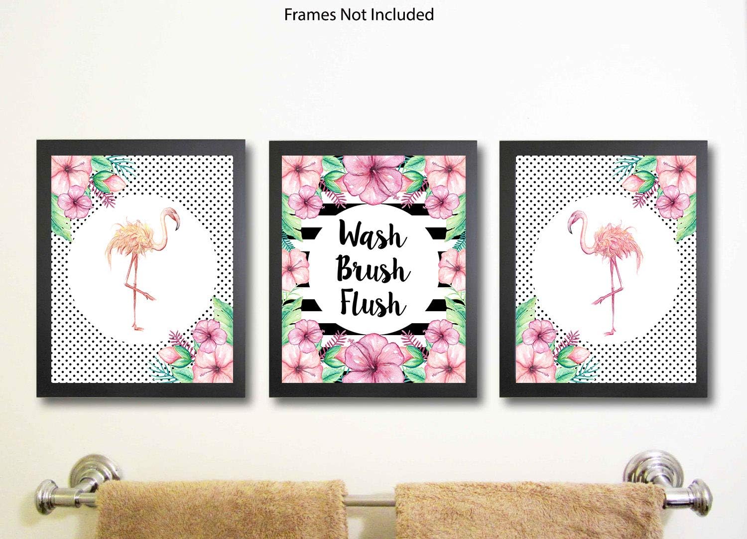 Flamingo Bathroom Decoration Decor Wall Art Set for Bath