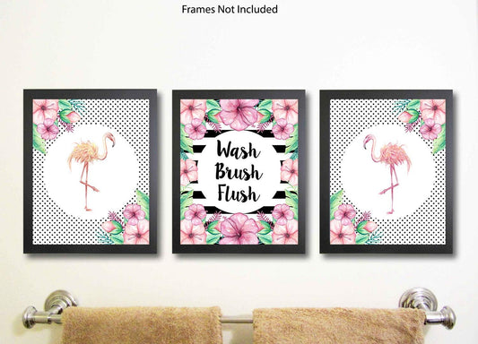 Flamingo Bathroom Decoration Decor Wall Art Set for Bath