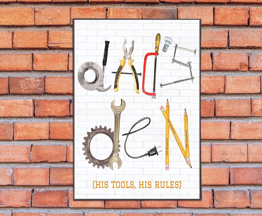 Silly Goose Gifts Dads Den His Tools His Rules - Themed Wall Art Print Hanging Picture Home Decor Man Cave Garage Den Office Room 11x14in Gift