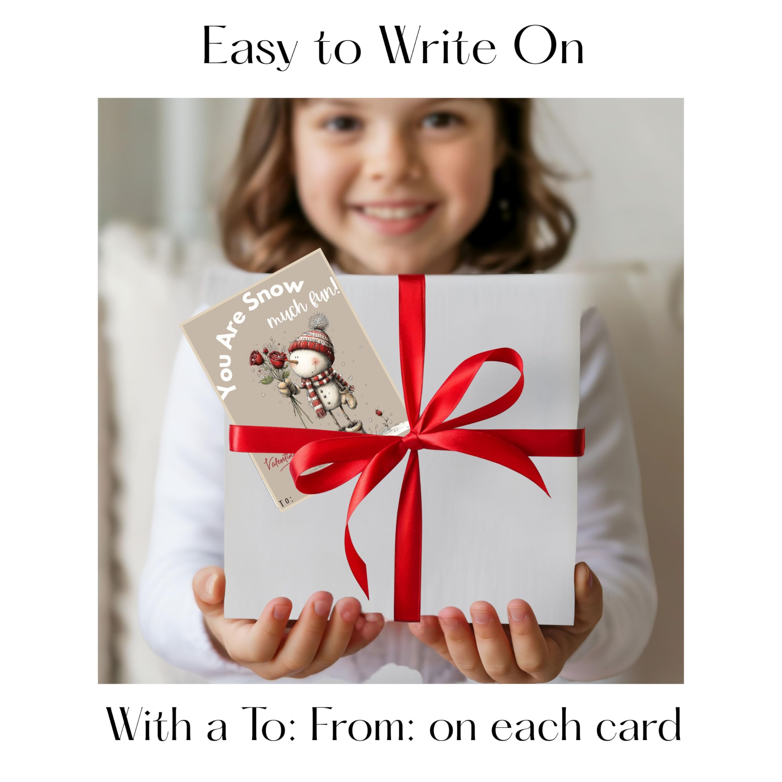 Snowman Snowpeople Valentine Day Classroom Sharing Cards (Set of 24) Valentine's Party Exchange - I'm Snow Glad We Are Friends