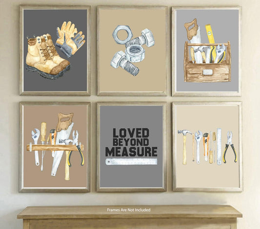 Loved Beyond Measure: Construction Tool-Themed Wall Art Print Decorations