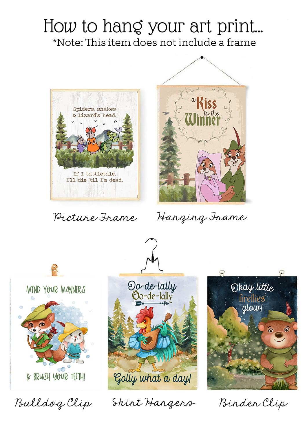 Hood Life Forest Archer Fox Wall Art Prints - Set of 8, 8x10 Kids Decor
