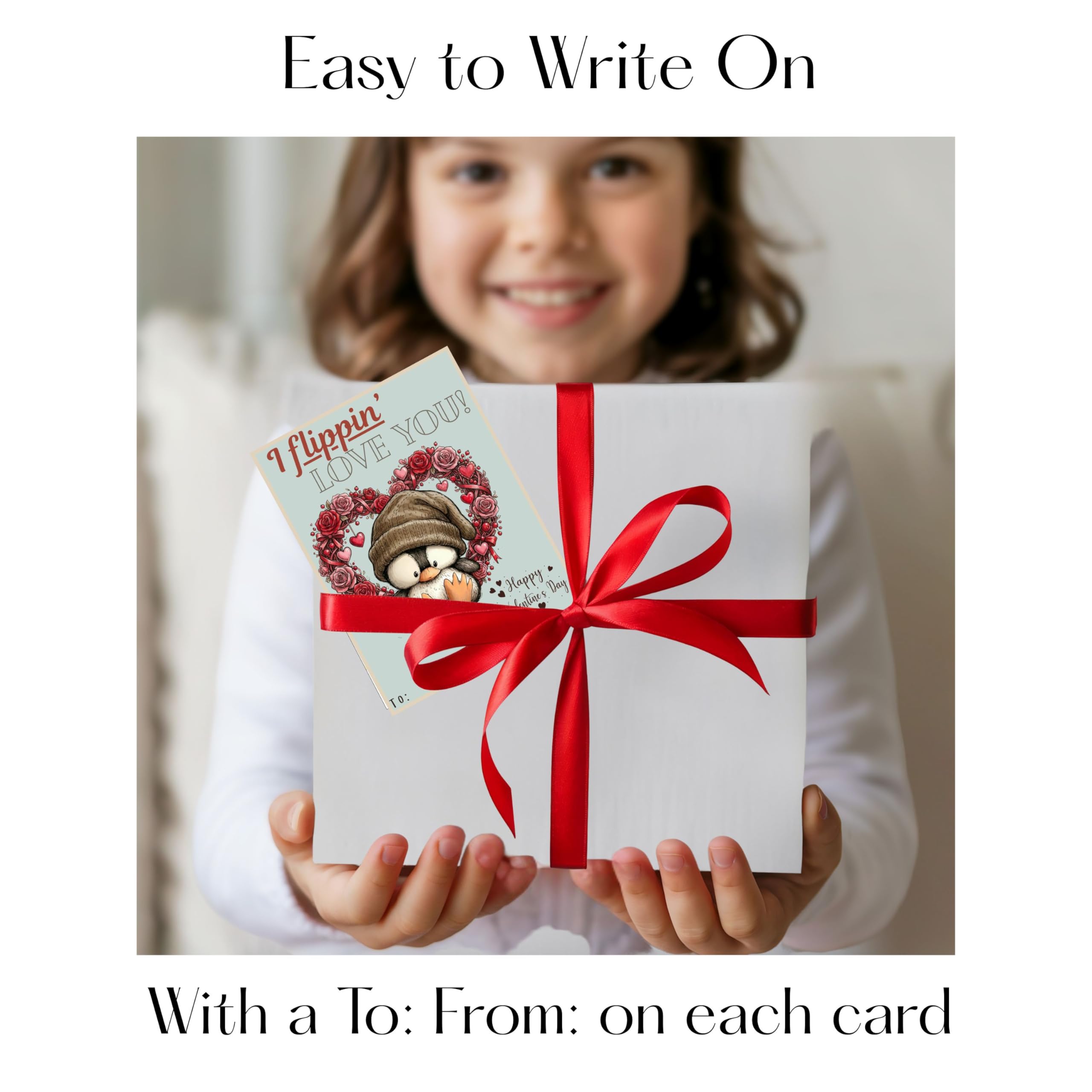Darling Penguin Valentine Day Classroom Sharing Cards (Set of 24) Valentine's Party Exchange - I'm Snow Glad We Are Friends