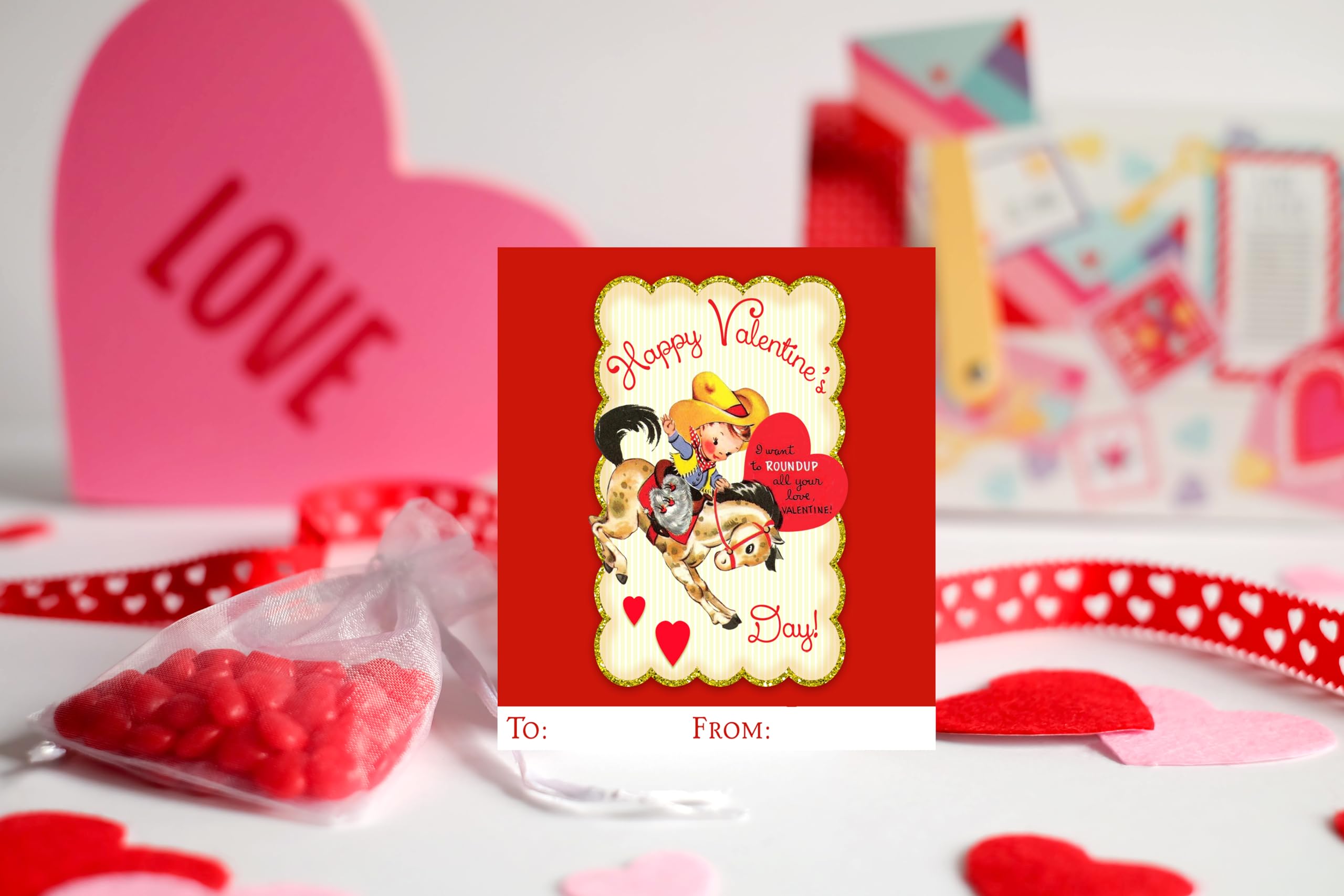 Silly Goose Gifts Howdy Partner! - Vintage Cowboy Themed Valentines Day Card for Kids School Classroom Exchange (Set of 23) Sharing Horse Pony Retro Greeting Valentine's