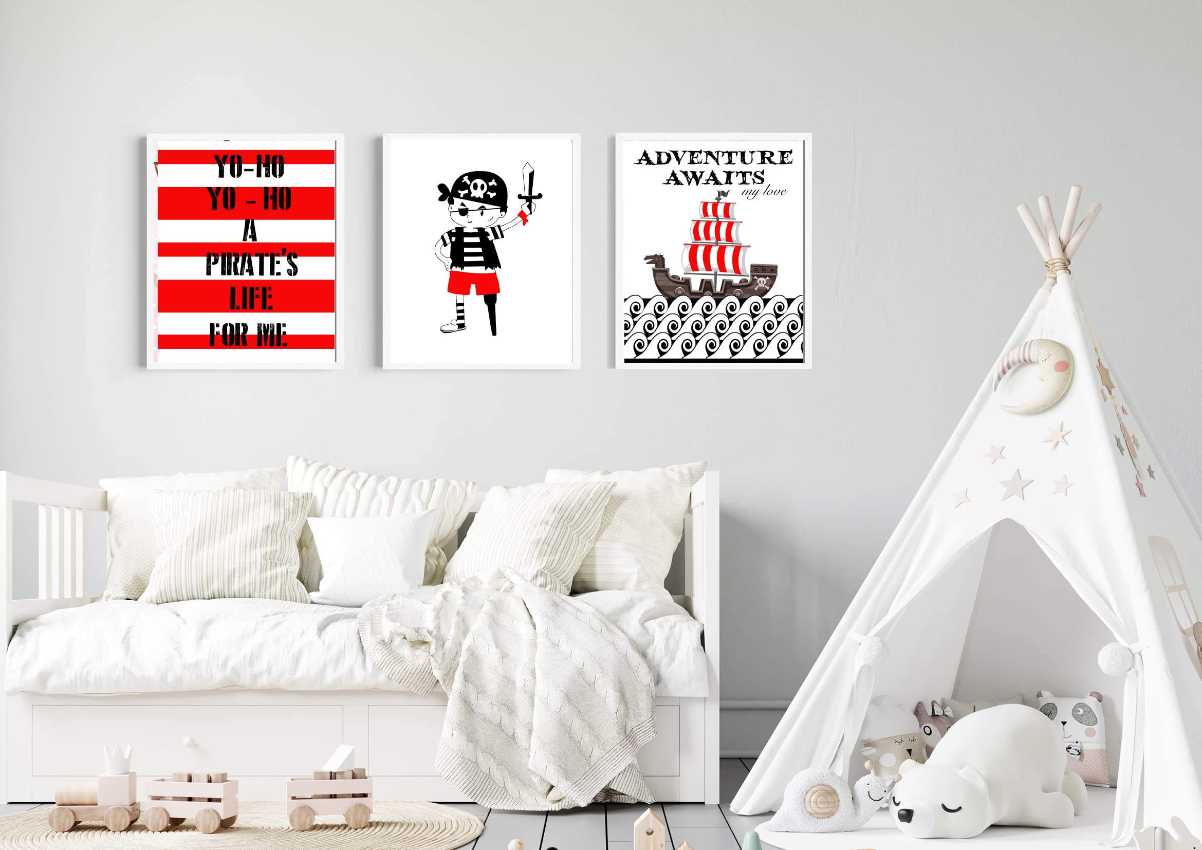 Pirate Life Adventure Kids Wall Art Prints - Nursery Decor Set