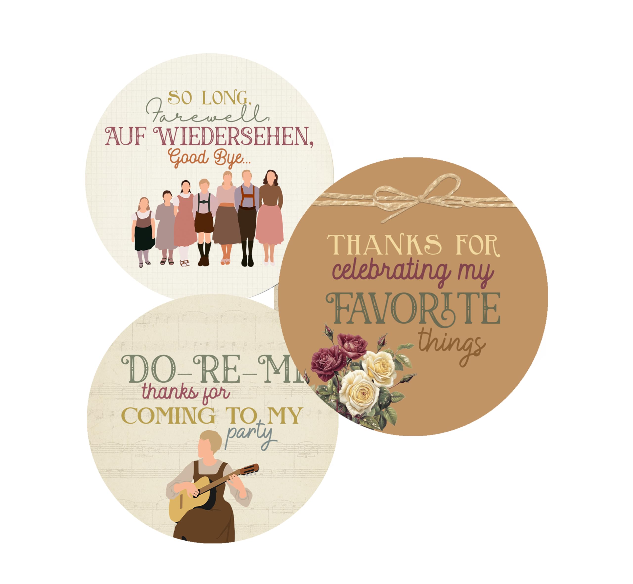 Musical Film Themed Party Favor Stickers - Favorite Things, Do Re Mi Parties Supply Idea (24 Included) Self Adhesive Peel Stick